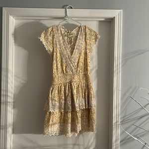 knee length american eagle yellow flower lace sundress
